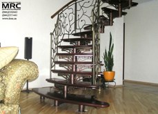 One stepped string staircase with forged baluster