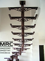 Metalic framework of staircase with forged elements