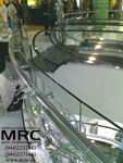 All-glass fencing with a stainless steel rails 